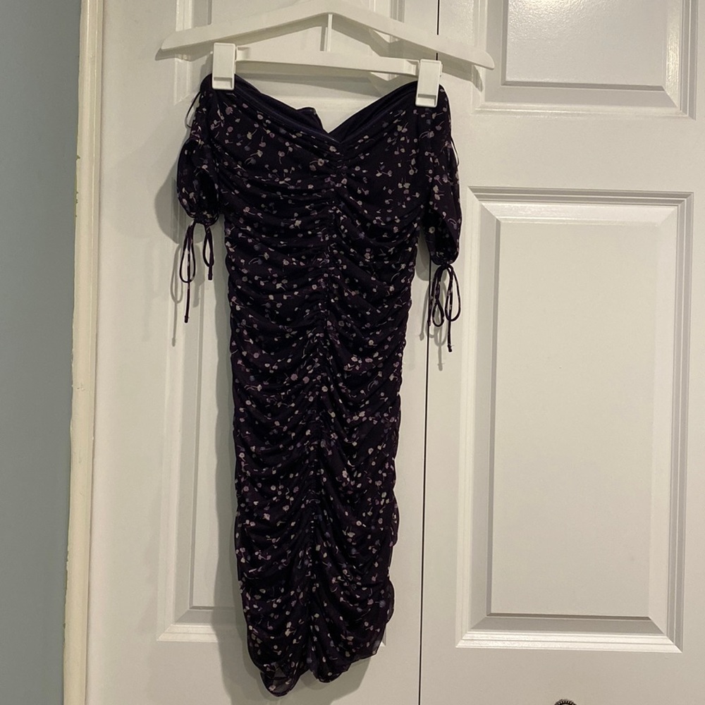 Off the shoulder mini ruched dress